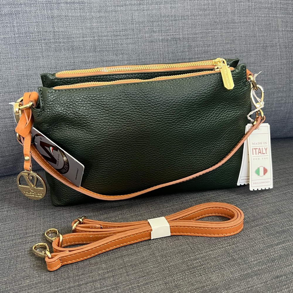 NWT VALENTINA LEATHER CROSSBODY SHOULDER BAG PURSE